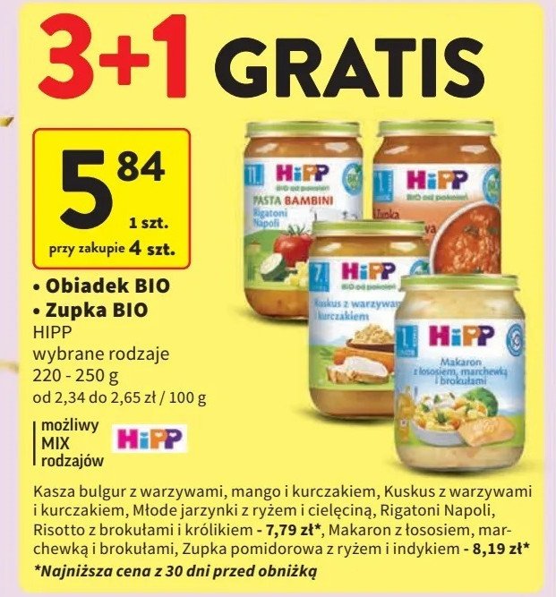 Kasza bulgur z warzywami, mango i kurczakiem Hipp promocja