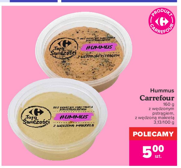 Hummus z wędzonym pstrągiem Carrefour targ świeżości promocja