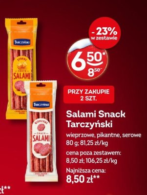 Salami Snack Tarczyński wieprzowe, pikantne, serowe promocja w Żabka
