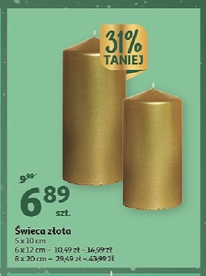 Świeca 8 x 20 cm złota promocja