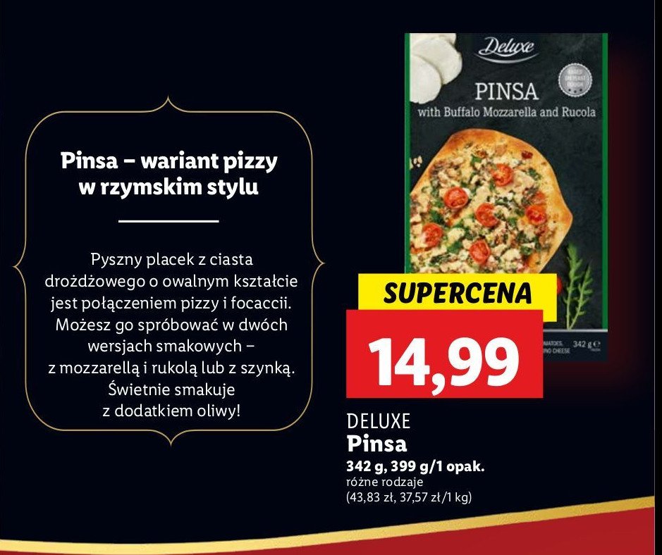 Pinsa z mozzarellą i rukolą Deluxe promocja