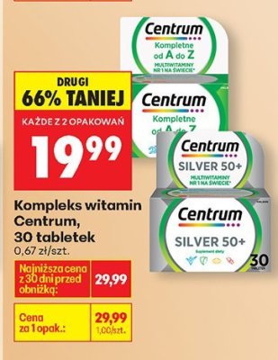 Kompleks witamin Centrum, 30 tabletek promocja w Biedronka