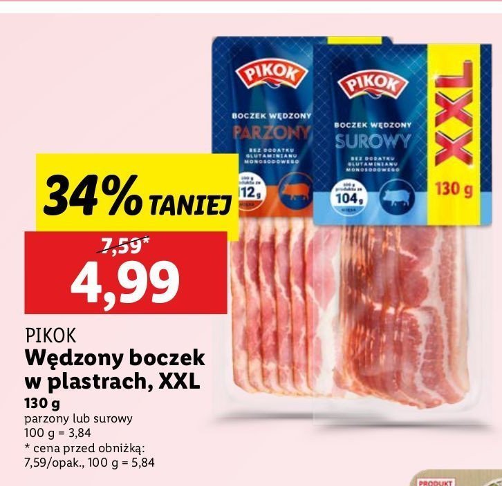 Boczek parzowny wędzony w plastrach Pikok promocja