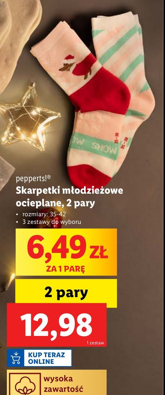 Skarpetki świąteczne 35-42 Pepperts! promocja w Lidl