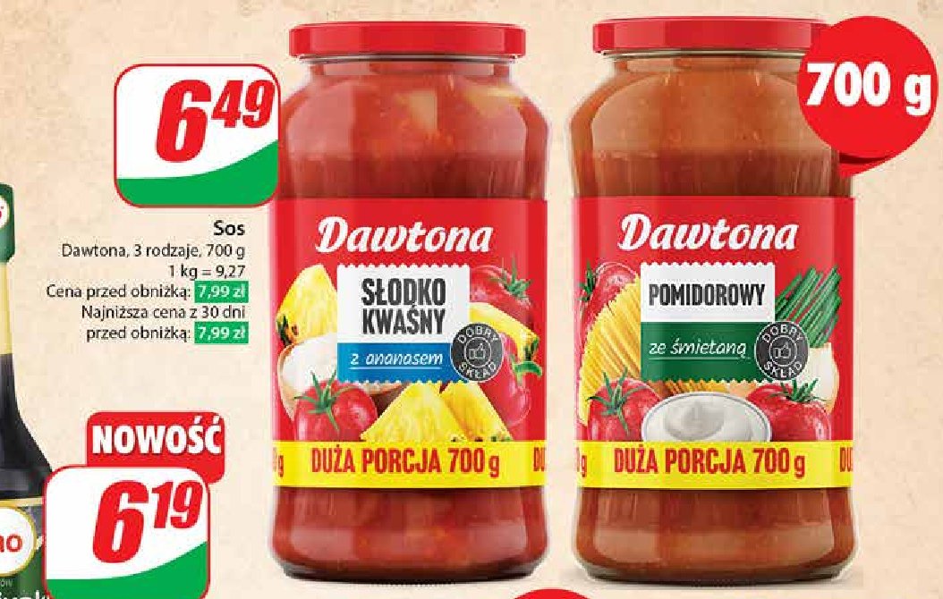 Sos pomidorowy ze śmietaną Dawtona promocja w Dino