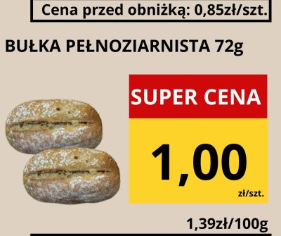 Bułka pełnoziarnista 72g promocja w Supeco