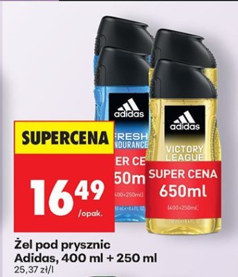 Żel pod prysznic Adidas, 400 ml + 250 ml promocja w Biedronka