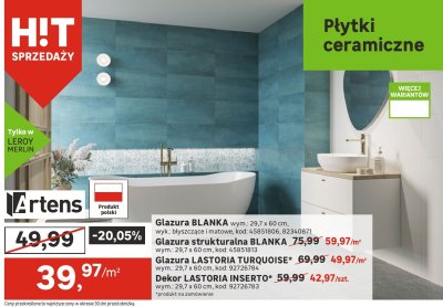 Glazura LASTORIA TURQUOISE promocja w Leroy Merlin