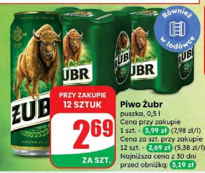 Piwo Żubr puszka promocja w Dino