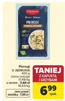 Pierogi U JĘDRUSIA z kapustą i grzybami różne rodzaje 400g promocja w Carrefour Market