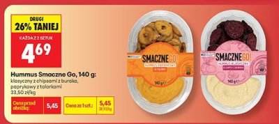 Hummus Smaczna Go, 140 g,klasyczny z chipsami z buraka promocja w Biedronka
