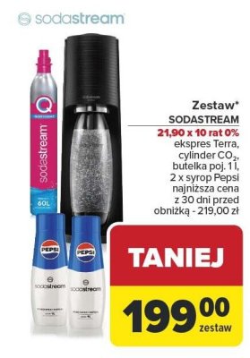 Zestaw: Saturator Terra, butelka, 2x syrop Pepsi Sodastream promocja w Carrefour