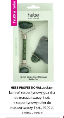 Zestaw kamień serpentynowy gua sha + roller do masażu twarzy HEBE PROFESSIONAL promocja w Hebe