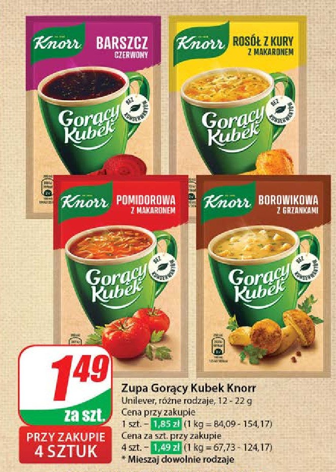 Pomidorowa z makaronem Knorr promocja w Dino