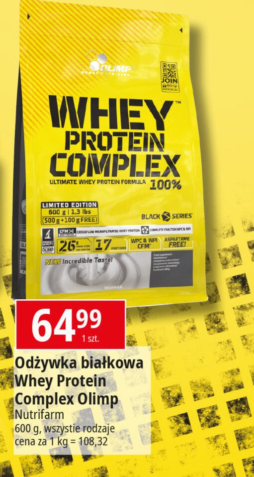 Odżywka białkowa Olimp sport nutrition whey protein complex 100% promocja w Leclerc