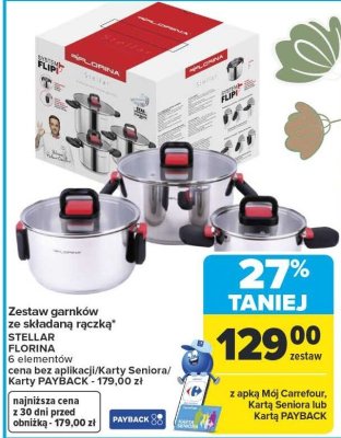 Zestaw garnków ze składaną rączką STELLAR FLORINA 6 elementów promocja w Carrefour