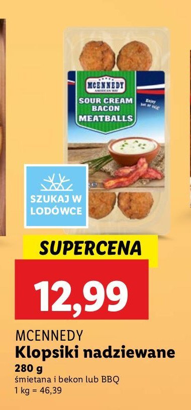 Klopsiki nadziewane śmietanka Mcennedy promocja w Lidl