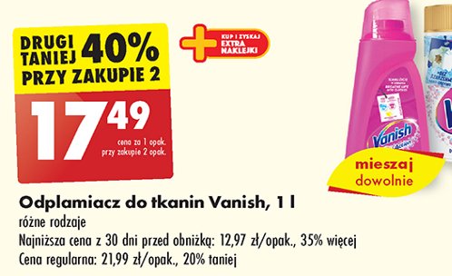 Odplamiacz do tkanin regular Vanish promocja