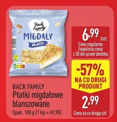 Płatki migdałowe Back Family Płatki migdałowe blanszowane promocja w Aldi