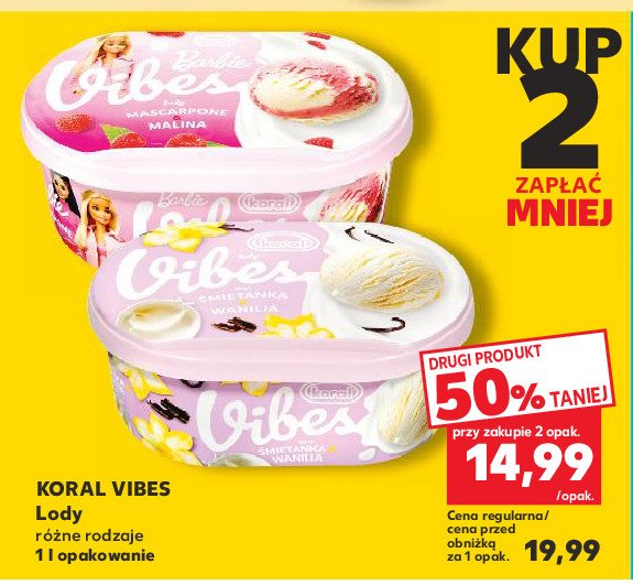 Lody mascarpone i malina Koral vibes promocja w Kaufland