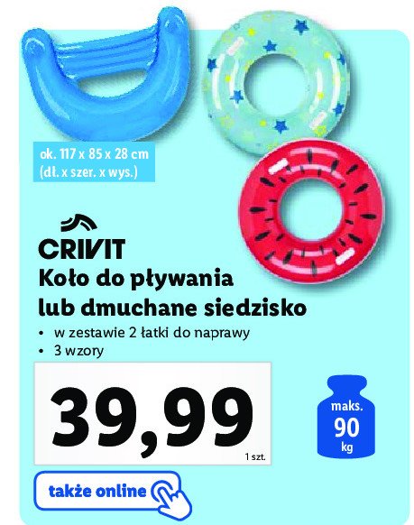 Siedzisko dmuchane Crivit promocja