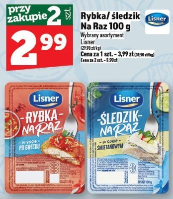 Rybka / śledź Na Raz Lisner 100 g promocja w TOPAZ