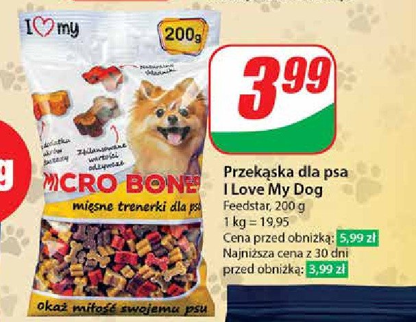 Mięsne trenerki dla psa micro bones I LOVE MY DOG promocja w Dino