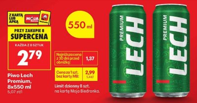 Piwo Lech Premium 8x550ml promocja w Biedronka