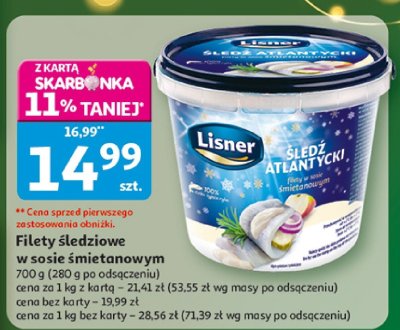 Filety śledziowe Lisner w sosie śmietanowym promocja w Auchan