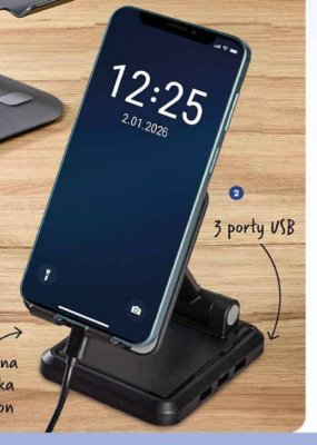 Stojak z rozdzielaczem USB pod smartfon promocja w Biedronka