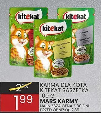 Karma dla kota KITEKAT SASZETKA 100 G MARS KARMY promocja w Wafelek