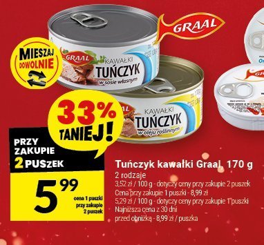 Tuńczyk kawałki Graal, 170 g promocja w Twój Market