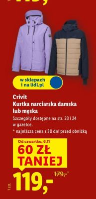 Kurtka narciarska damska lub męska promocja w Lidl