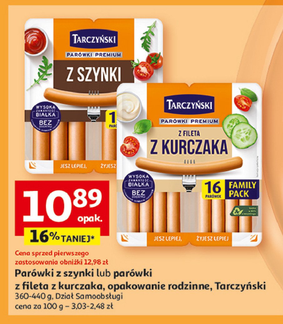 Parówki z fileta z kurczaka Tarczyński promocja w Auchan