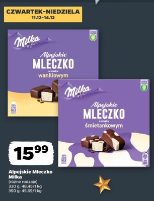 Alpejskie Mleczko Milka (różne rodzaje) promocja w Netto