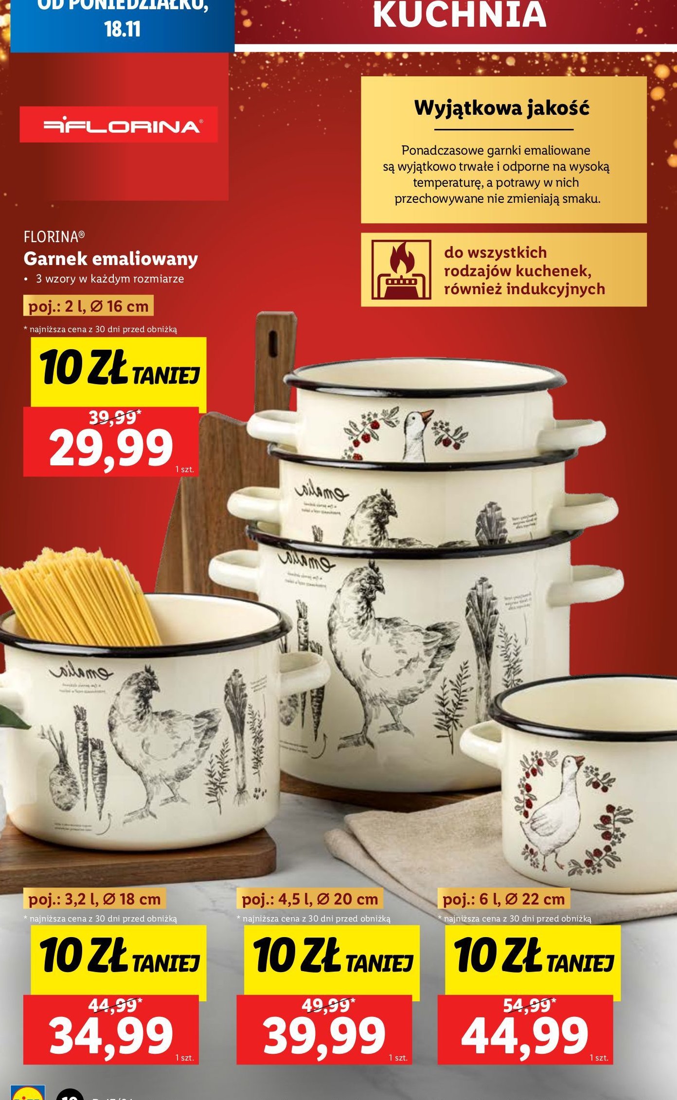 Garnek emaliowany 18 cm Florina (florentyna) promocja w Lidl