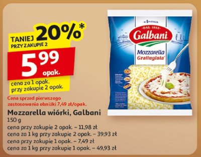 Mozzarella wiórki Galbani, 150 g promocja w Auchan