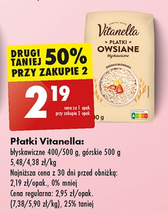 Płatki owsiane błyskawiczne Vitanella promocja