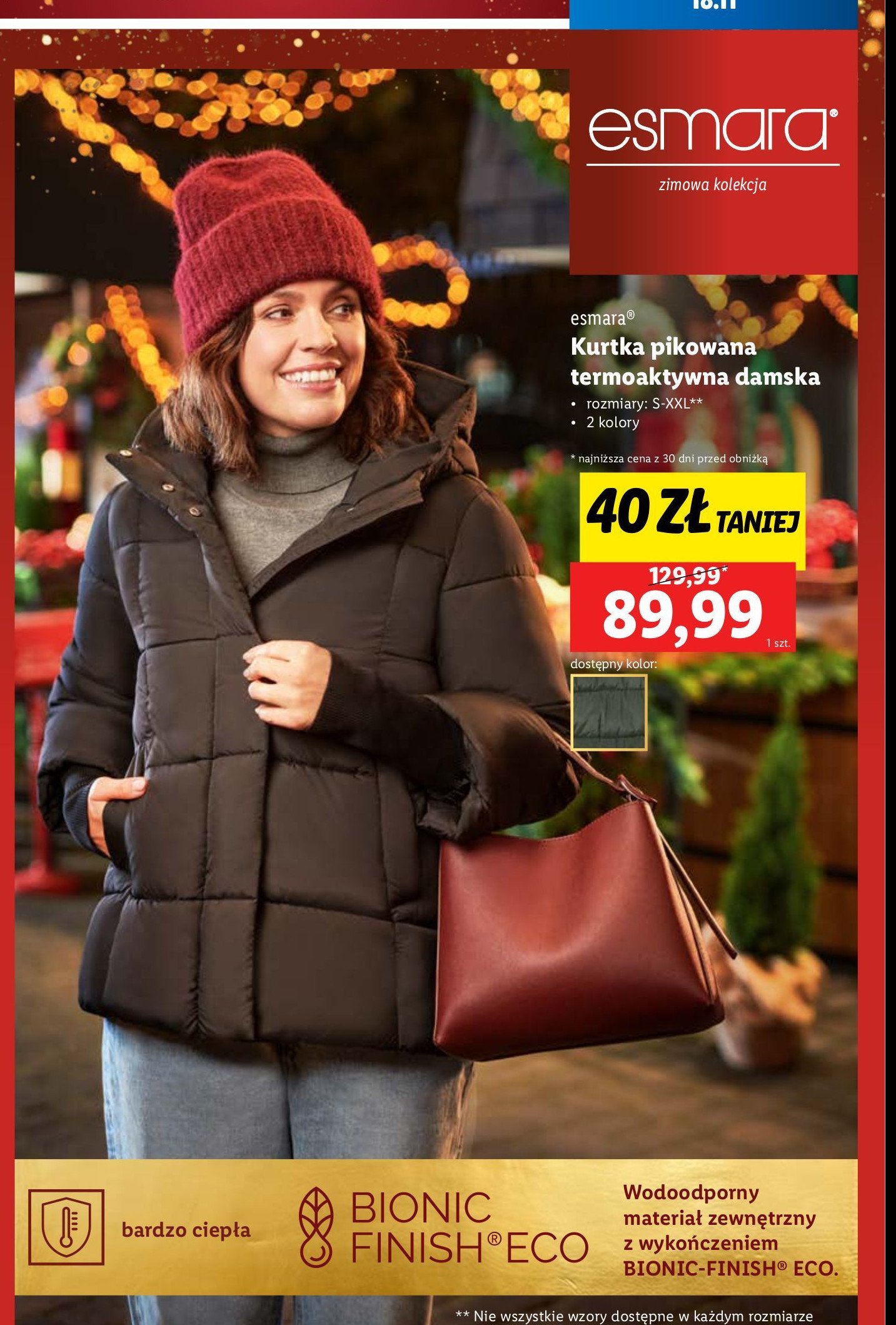 Kurtka damska pikowana Esmara promocja w Lidl