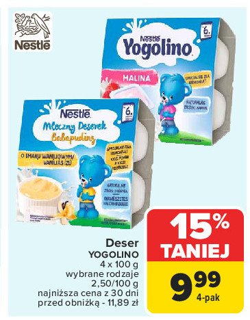 Deserek malinowy Nestle yogolino (jogolino) promocja w Carrefour Market