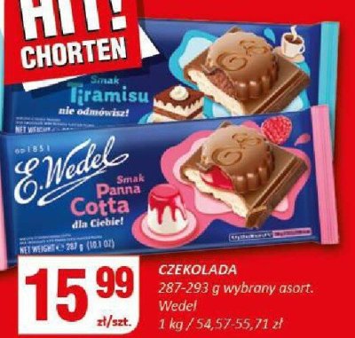 Czekolada 287-293g wybrany asort. Wedel promocja w Chorten