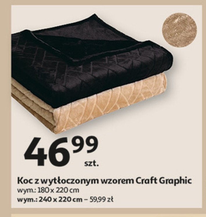 Koc z wytłoczonym wzorem 240 x 220 cm promocja w Auchan