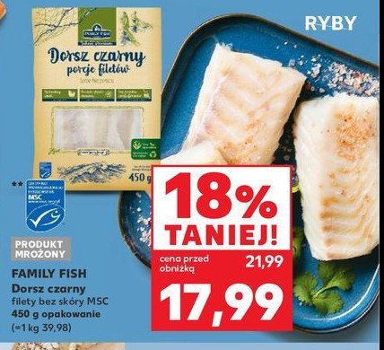 Dorsz czarny filety bez skóry Family fish promocja w Kaufland