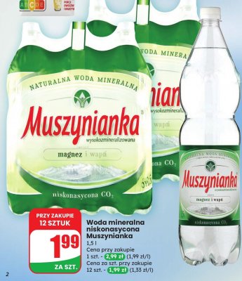 Woda mineralna niskonasycona 1,5 l promocja w Dino