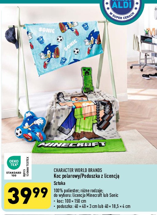 Koc polarowy minecraft 100 x 150 cm promocja