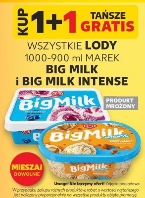 Lody Big Milk 1+1 gratis promocja w Kaufland