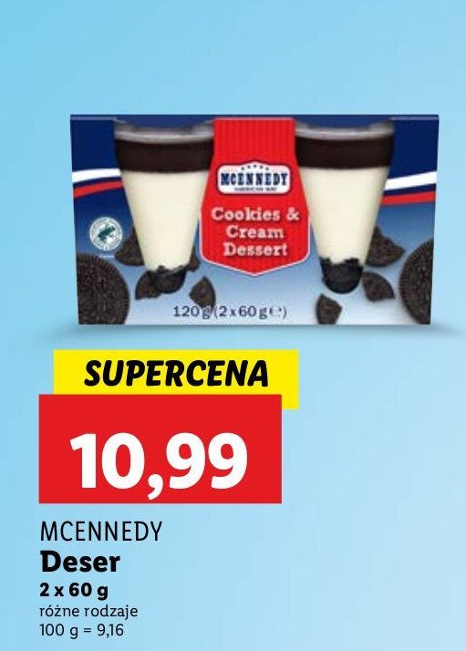 Deser cookies & cream Mcennedy promocja w Lidl