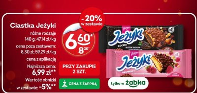 Ciastka Jeżyki różne rodzaje promocja w Żabka