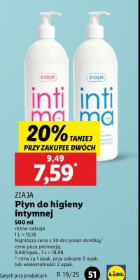 Kremowy płyn do higieny intymnej z kwasem mlekowym Ziaja intima promocja