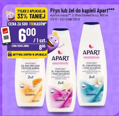 Płyn lub żel do kąpieli Apart promocja w POLOmarket